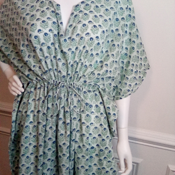 Women's Bellino Blue Floral Maxi Kaftan Dress, One Size - Picture 5 of 16